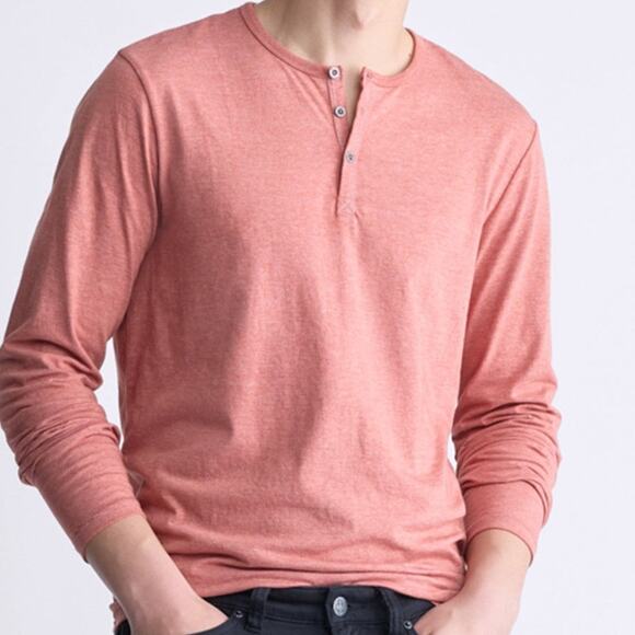 Buffalo David Bitton Men's Kaduk Long-Sleeve Burnout Henley Top, red XL - Picture 2 of 7